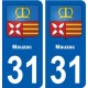 31 Fronton blason ville autocollant plaque stickers