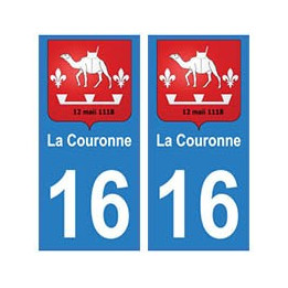 16 La Couronne ville autocollant plaque