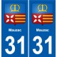 31 Fronton blason ville autocollant plaque stickers