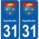 31 Fronton blason ville autocollant plaque stickers