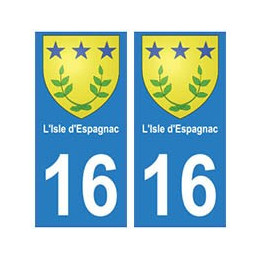 16 L'Isle-d'Espagnac ville autocollant plaque