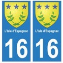 16 L'Isle-d'Espagnac ville autocollant plaque