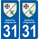 31 Fronton blason ville autocollant plaque stickers