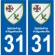 31 Fronton blason ville autocollant plaque stickers