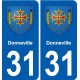 31 Fronton blason ville autocollant plaque stickers