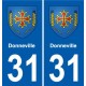 31 Fronton blason ville autocollant plaque stickers