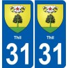 31 Fronton blason ville autocollant plaque stickers