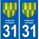 31 Fronton blason ville autocollant plaque stickers