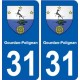 31 Fronton blason ville autocollant plaque stickers
