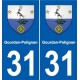 31 Fronton blason ville autocollant plaque stickers
