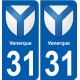 31 Fronton blason ville autocollant plaque stickers