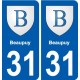 31 Fronton blason ville autocollant plaque stickers