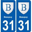 31 Fronton blason ville autocollant plaque stickers
