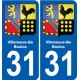 31 Fronton blason ville autocollant plaque stickers