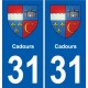31 Fronton blason ville autocollant plaque stickers
