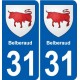31 Fronton blason ville autocollant plaque stickers