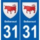 31 Fronton blason ville autocollant plaque stickers