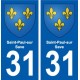 31 Fronton blason ville autocollant plaque stickers