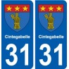 31 Fronton blason ville autocollant plaque stickers