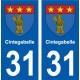 31 Fronton blason ville autocollant plaque stickers
