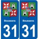 31 Fronton blason ville autocollant plaque stickers