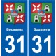 31 Fronton blason ville autocollant plaque stickers