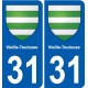 31 Fronton blason ville autocollant plaque stickers