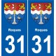 31 Fronton blason ville autocollant plaque stickers