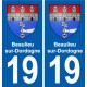 19 Beaulieu-sur-Dordogne blason ville autocollant plaque sticker