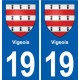 19 Vigeois blason ville autocollant plaque sticker