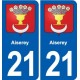 21 Genlis blason autocollant plaque stickers ville