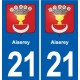 21 Genlis blason autocollant plaque stickers ville