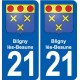 21 Seurre blason autocollant plaque stickers ville