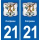 21 Genlis blason autocollant plaque stickers ville