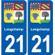 21 Selongey blason autocollant plaque stickers ville