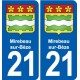 21 Mirebeau-sur-Bèze blason autocollant plaque stickers ville