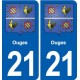 21 Seurre blason autocollant plaque stickers ville