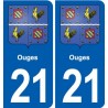 21 Seurre blason autocollant plaque stickers ville