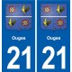 21 Seurre blason autocollant plaque stickers ville