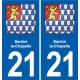 21 de Saulon-la-Chapelle escudo de armas de la etiqueta engomada de la placa de pegatinas de la ciudad