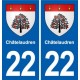 22 Plancoët blason ville autocollant plaque sticker