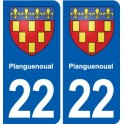 22 Planguenoual escudo de armas de la ciudad de etiqueta, placa de la etiqueta engomada