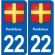 22 Plancoët blason ville autocollant plaque sticker