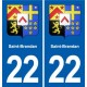 22 Plancoët blason ville autocollant plaque sticker