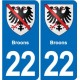 22 Plancoët blason ville autocollant plaque sticker