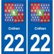 22 Plancoët blason ville autocollant plaque sticker