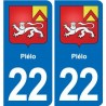 22 Plancoët blason ville autocollant plaque sticker