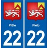 22 Plélo coat of arms, city sticker, plate sticker