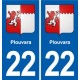 22 Plouvara escudo de armas de la ciudad de etiqueta, placa de la etiqueta engomada