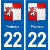 22 Plouvara blason ville autocollant plaque sticker